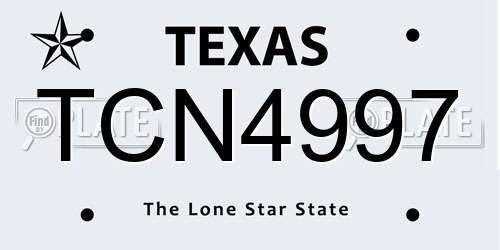 TCN4997 Texas License Plate