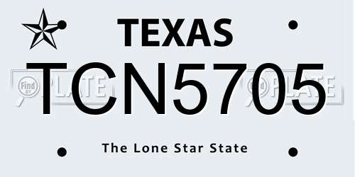 TCN5705 Texas License Plate