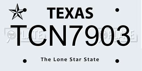 TCN7903 Texas License Plate