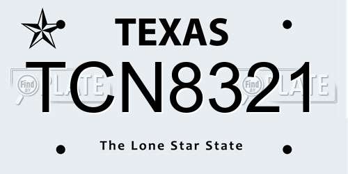 TCN8321 Texas License Plate