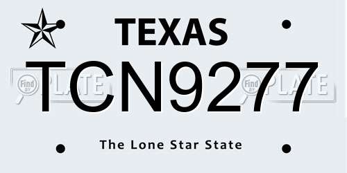 TCN9277 Texas License Plate