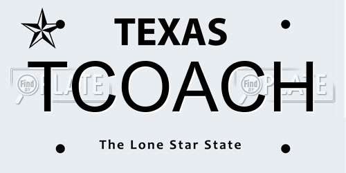 TCOACH Texas License Plate