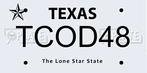 TCOD48 Texas License Plate