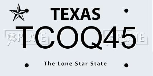 TCOQ45 Texas License Plate