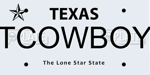 TCOWBOY Texas License Plate