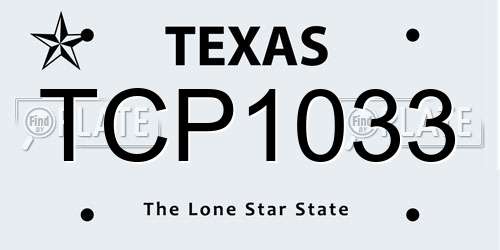 TCP1033 Texas License Plate