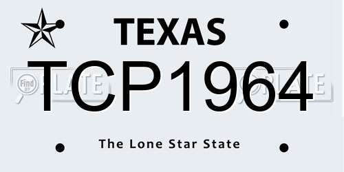 TCP1964 Texas License Plate