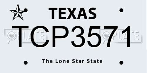 TCP3571 Texas License Plate