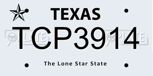 TCP3914 Texas License Plate