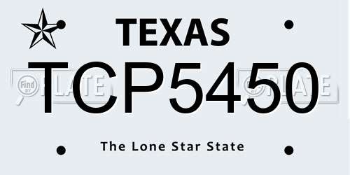 TCP5450 Texas License Plate