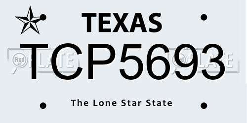 TCP5693 Texas License Plate