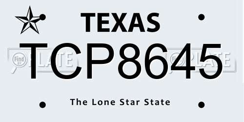 TCP8645 Texas License Plate