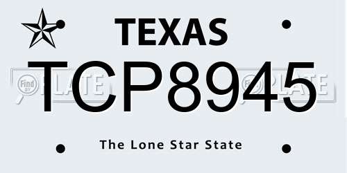 TCP8945 Texas License Plate