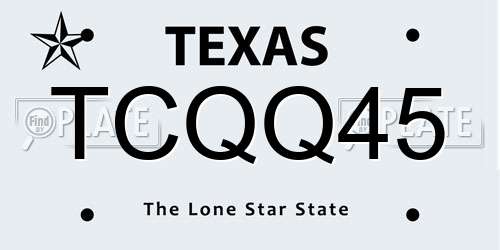TCQQ45 Texas License Plate