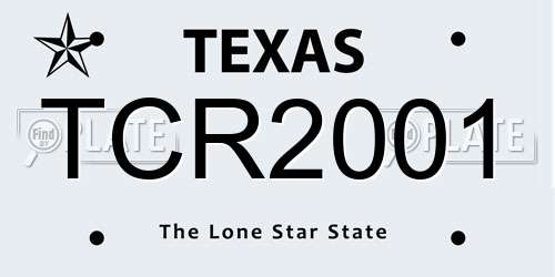 TCR2001 Texas License Plate
