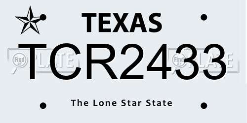 TCR2433 Texas License Plate
