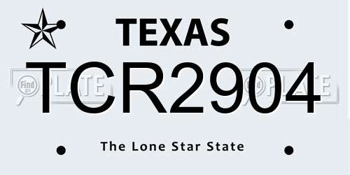 TCR2904 Texas License Plate