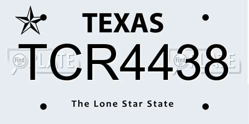 TCR4438 Texas License Plate