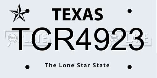 TCR4923 Texas License Plate