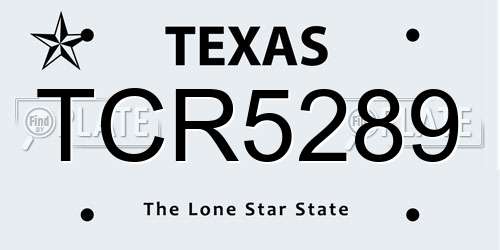 TCR5289 Texas License Plate