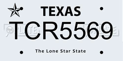 TCR5569 Texas License Plate