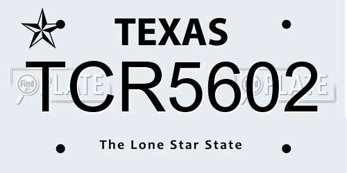 TCR5602 Texas License Plate