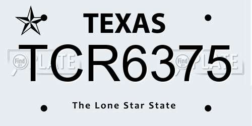 TCR6375 Texas License Plate