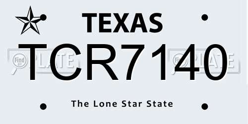 TCR7140 Texas License Plate