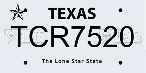 TCR7520 Texas License Plate