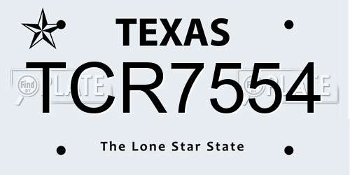 TCR7554 Texas License Plate