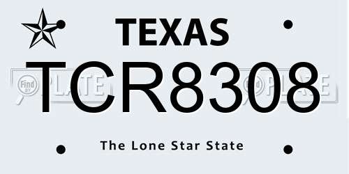 TCR8308 Texas License Plate