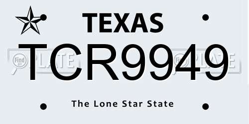 TCR9949 Texas License Plate