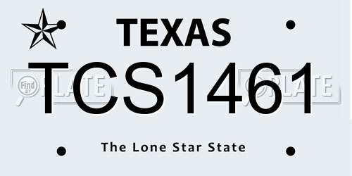 TCS1461 Texas License Plate