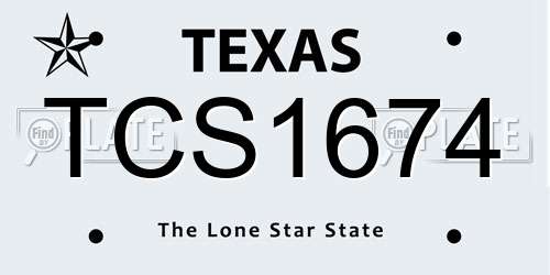 TCS1674 Texas License Plate