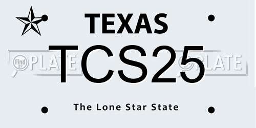 TCS25 Texas License Plate