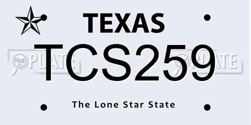 TCS259 Texas License Plate
