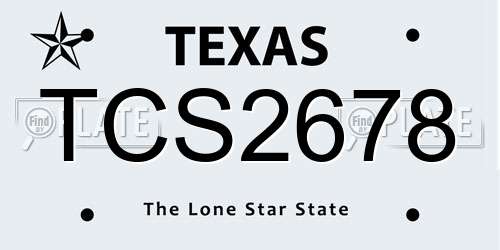 TCS2678 Texas License Plate