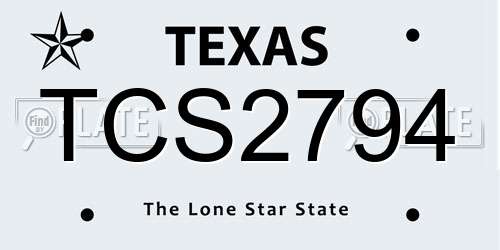 TCS2794 Texas License Plate