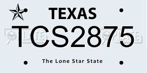 TCS2875 Texas License Plate