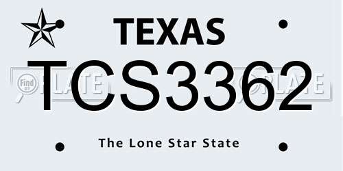 TCS3362 Texas License Plate