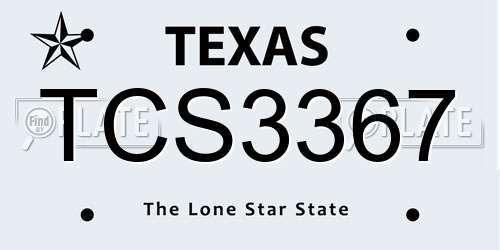 TCS3367 Texas License Plate