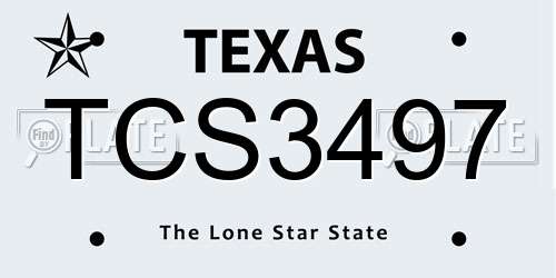 TCS3497 Texas License Plate
