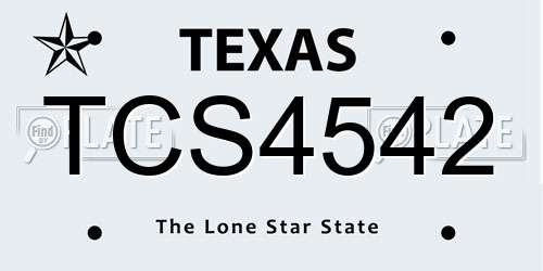 TCS4542 Texas License Plate