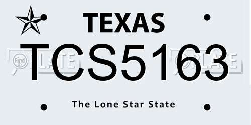 TCS5163 Texas License Plate