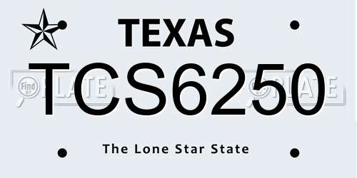 TCS6250 Texas License Plate