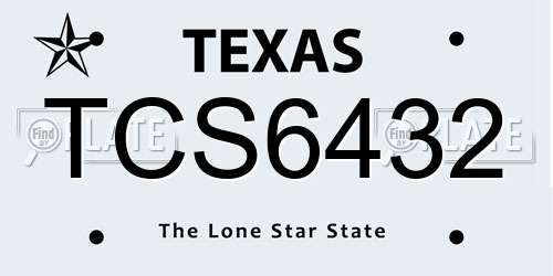 TCS6432 Texas License Plate