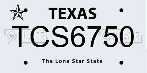 TCS6750 Texas License Plate