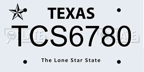 TCS6780 Texas License Plate