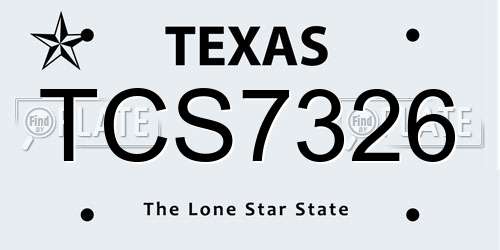 TCS7326 Texas License Plate