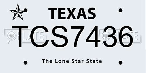 TCS7436 Texas License Plate